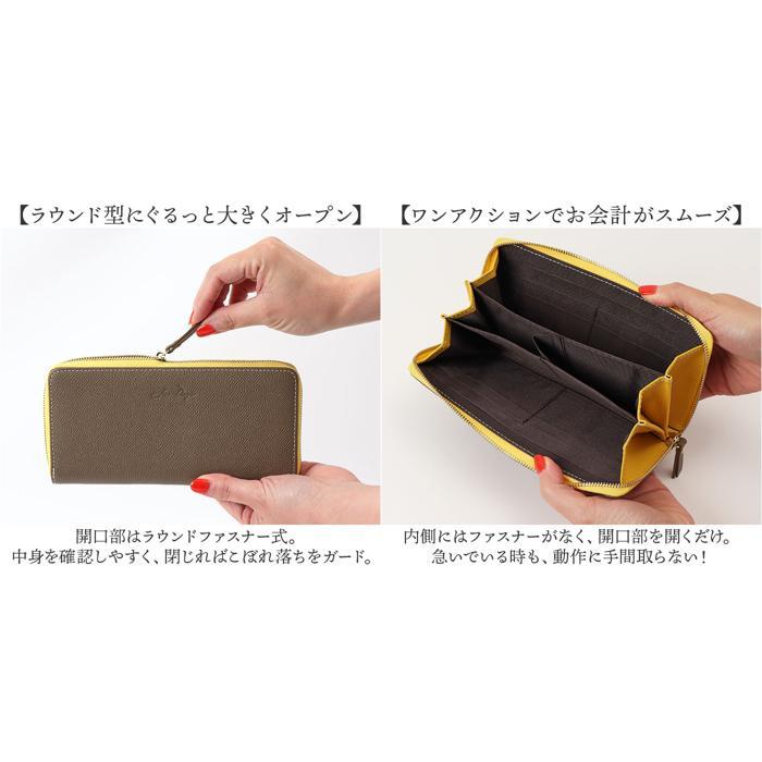 ☆ グレーベージュxオレンジ Digne レザースリムロングウォレット