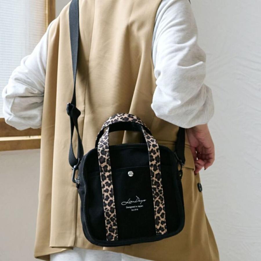 ☆ ブラック/BRレオパード LIZDAYS キャンバス2WAYミニトート lizdays