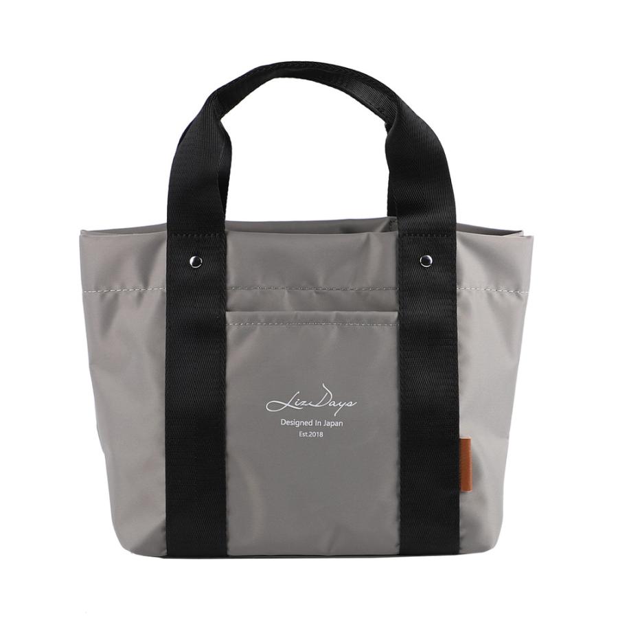 ☆ ライトグレー/ブラック 仕切り付きミニトートバッグナイロンタイプ