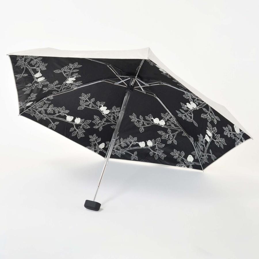 ☆ シマエナガ 黒コーティング晴雨兼用ミニ 47cm MKN 折りたたみ傘
