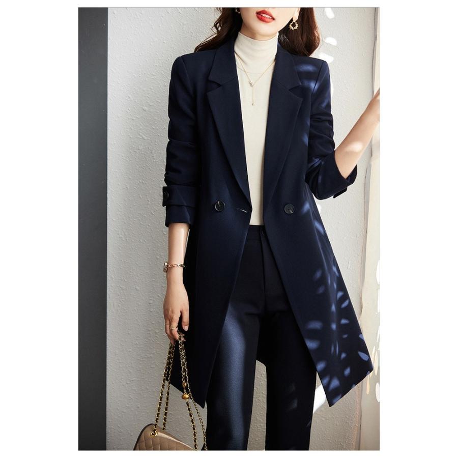 ☆ ネイビー XLサイズ ロングジャケットスーツ セットアップ パンツ