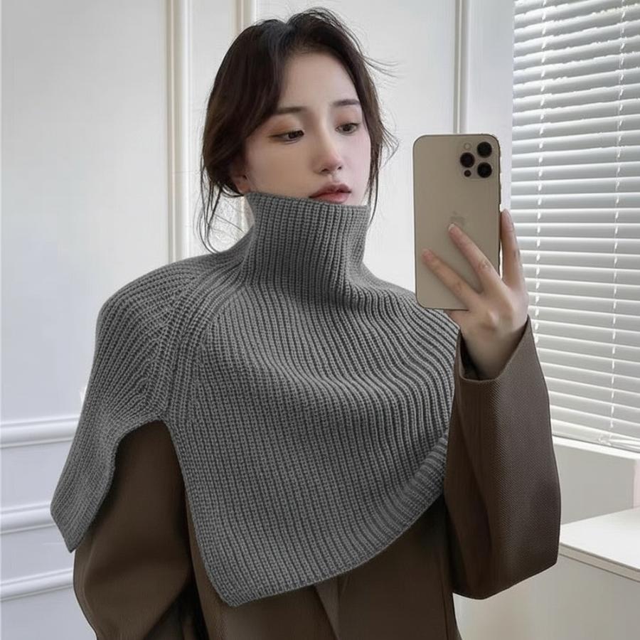 美品 セオリー タートルネック ニットポンチョ ミックスグレー ☆ グレー タートルネック ニットポンチョ ケープ ポンチョ レディース