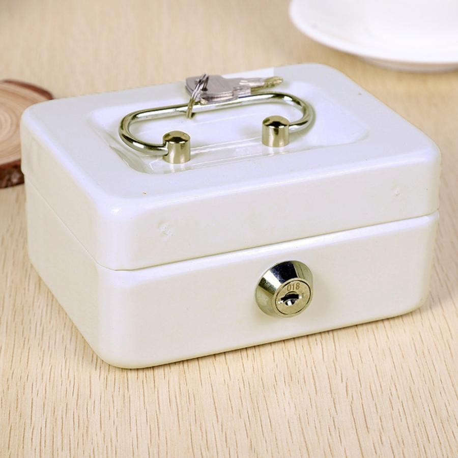 ホワイト おしゃれ かわいい ふた付き ミニ手提げ金庫 ミニ金庫 収 小型 小型金庫 小物