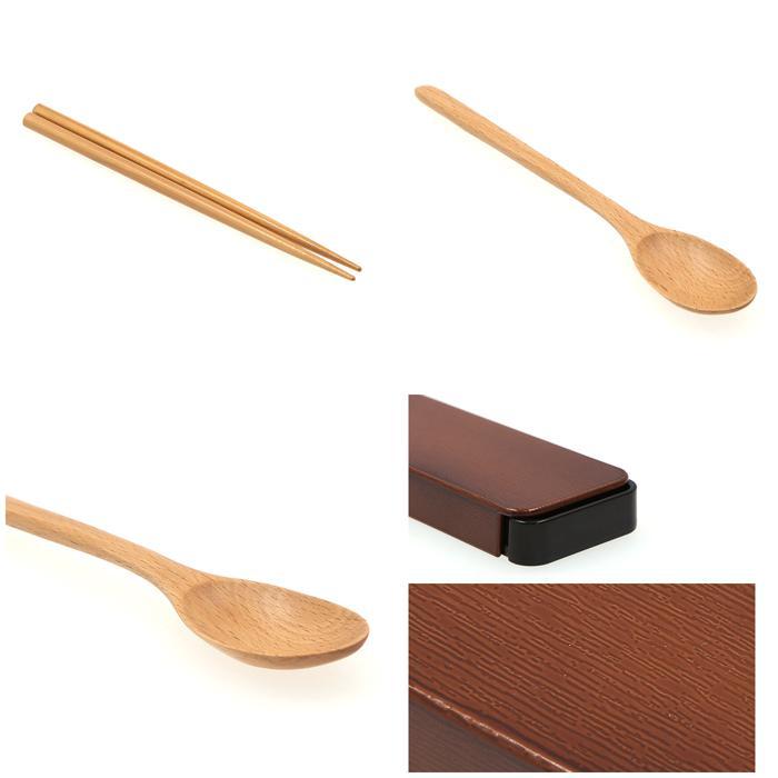 ☆ ダークブラウン コンビセット 箸 スプーン 通販 セット 箸箱セット スライド カトラリーセット お弁当 携帯箸 木目 大人 男性 女性 お | ブランド登録なし | 08