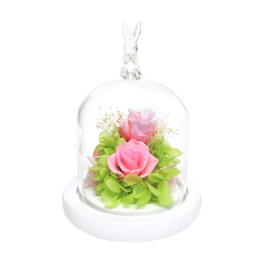 ☆ ラビットピンク モチーフドームアレンジメント プリザーブド