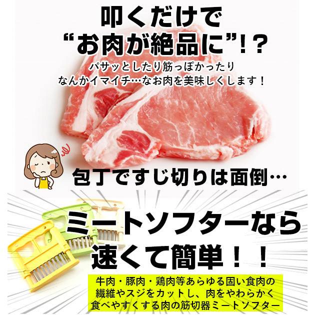 ☆ 緑 ミートソフター 義春刃物 肉たたき 肉叩き ミートテンダー 筋きり 通販 筋切り 肉さし 調理器具 お肉を柔らかく とんかつ テンダラ｜lucky13｜04