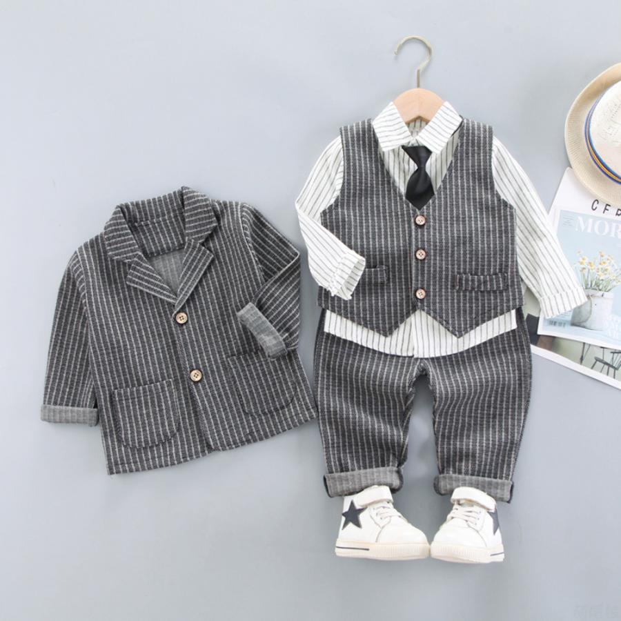 ☆グレー☆100CM 男の子 フォーマル ベスト セット 入園式 卒園式 ベビー服 スーツ 5点 セット 80 90 100 110 cm 子供 春 おしゃ