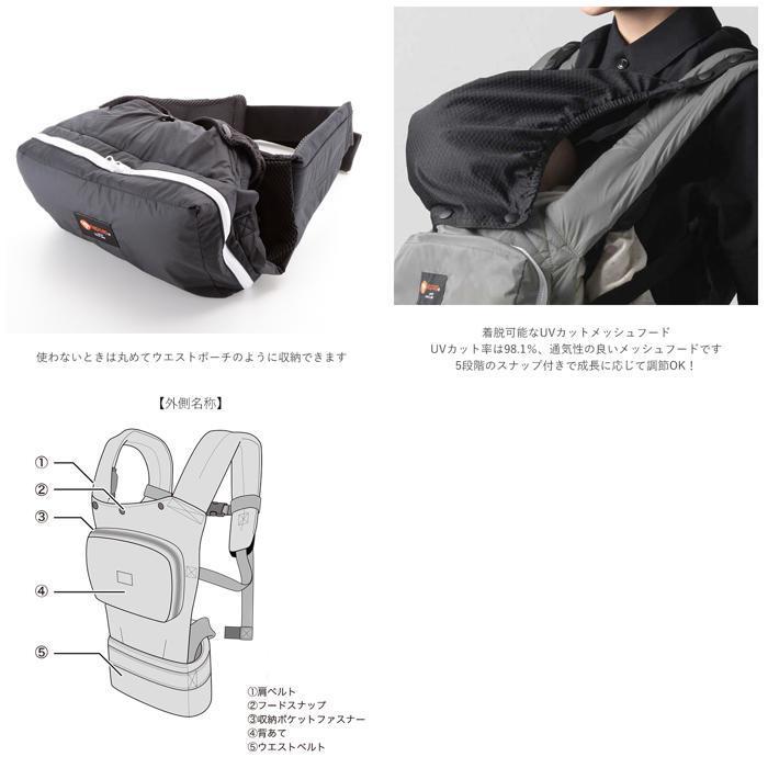 ☆ ブラック 抱っこ紐 コンパクト 通販 napnap ナップナップ COMPACT コンパクト だっこひも おんぶ紐 ベビーキャリア ベビーキャリー 軽の画像