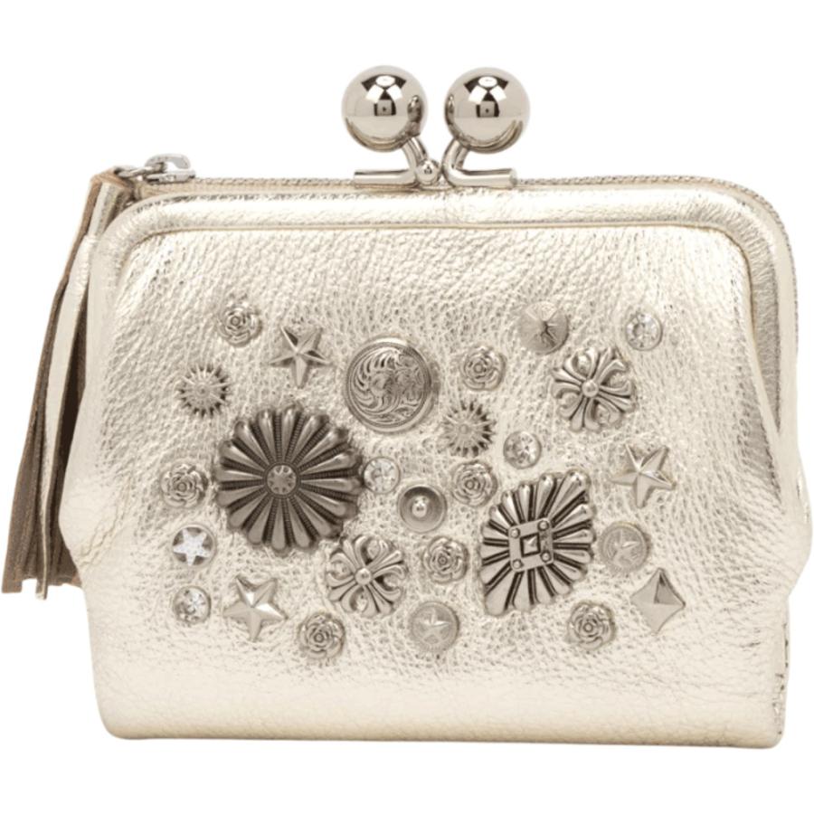 ☆ ゴールド perche ペルケ マルチスタッズ がま口2つ折りウォレット