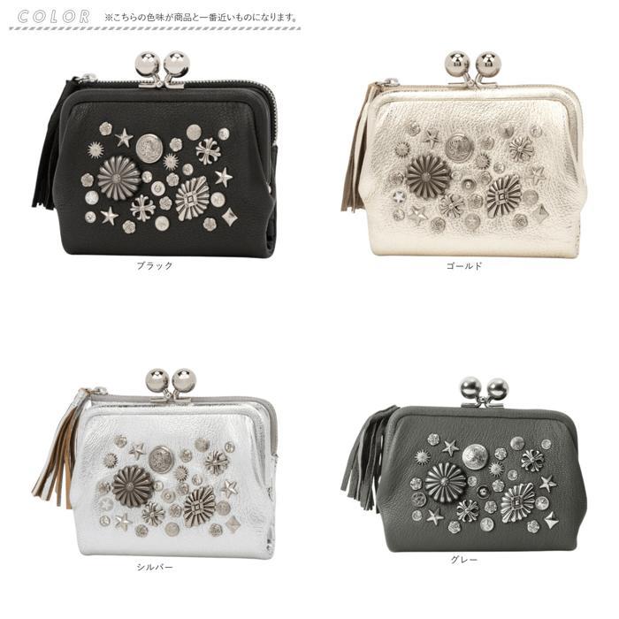 ☆ ゴールド perche ペルケ マルチスタッズ がま口2つ折りウォレット