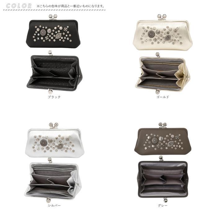 ☆ ゴールド perche ペルケ マルチスタッズ がま口 ロングウォレット