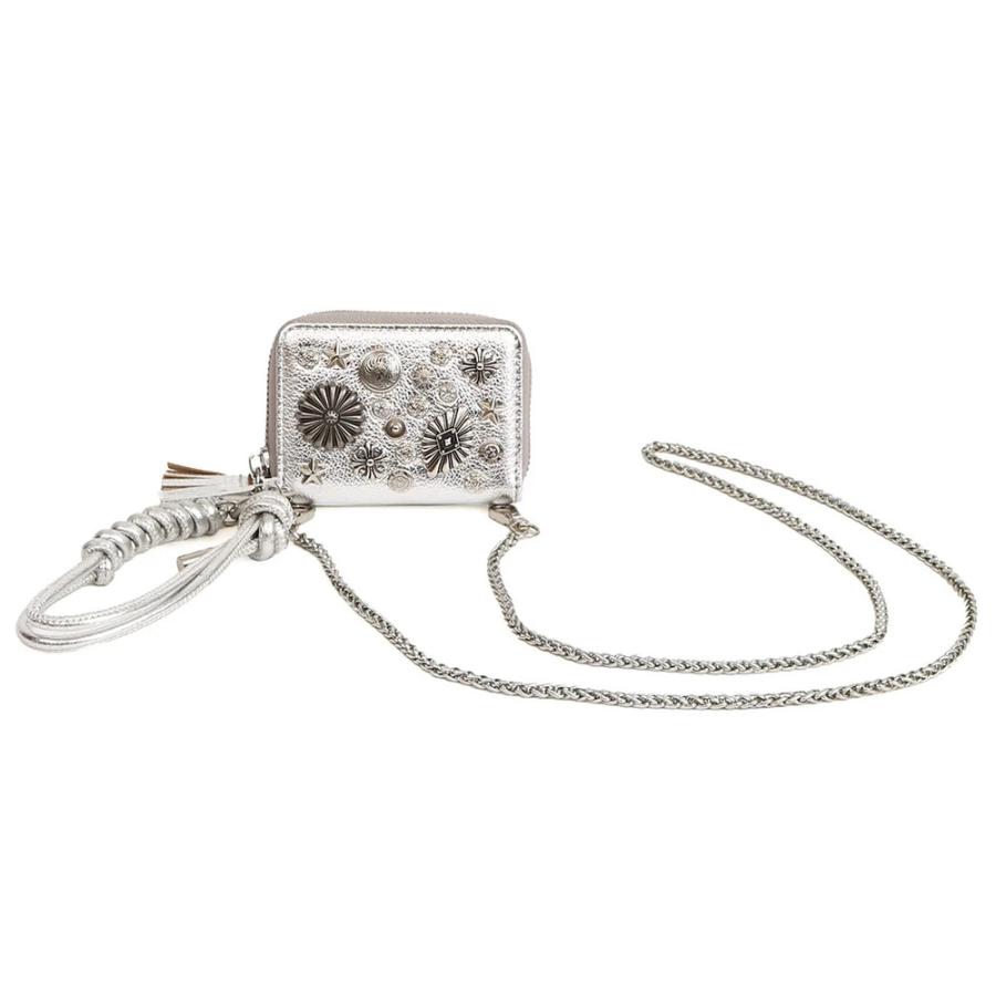 【未使用•箱あり】percheペルケ シルバーウォレット ☆ シルバー percheペルケ ドット型押しジャバラ・カードウォレット