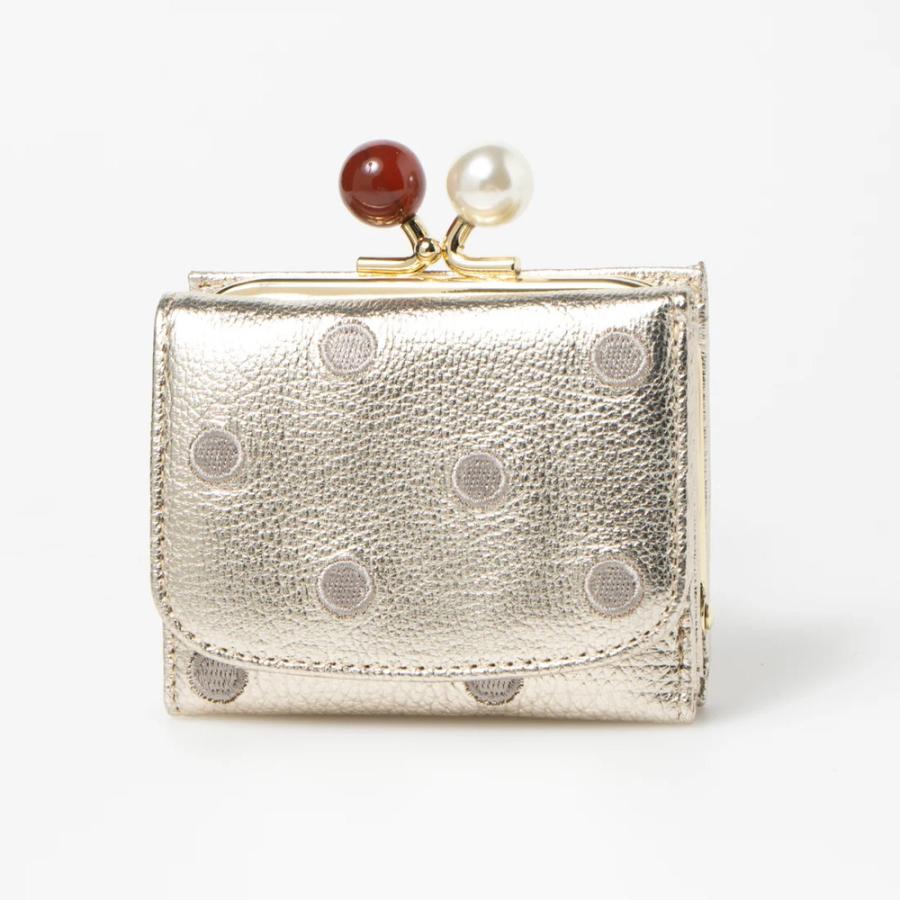 perche ゴールド ドット柄 三つ折り財布 ☆ ゴールドドット perche ペルケ アクリル玉三つ折りウォレット