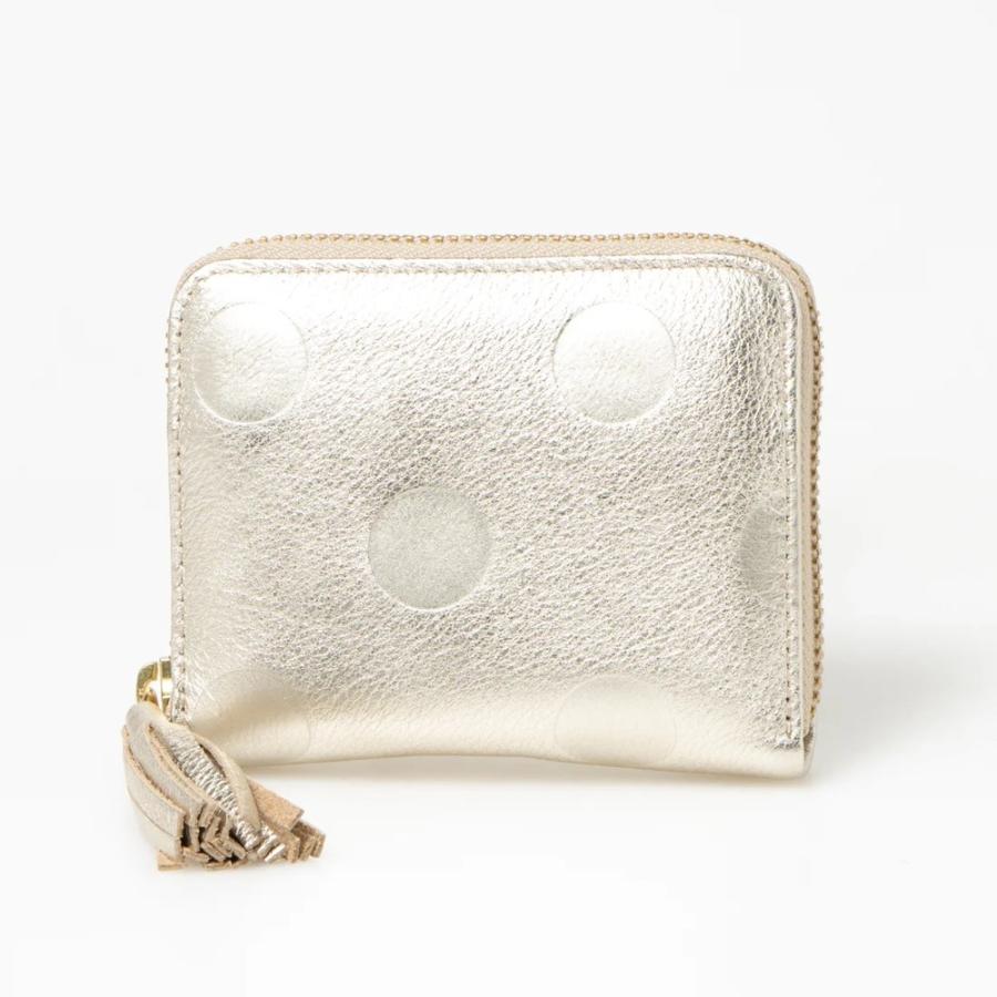 ☆ ゴールド percheペルケ ドット型押しジャバラ・カードウォレット