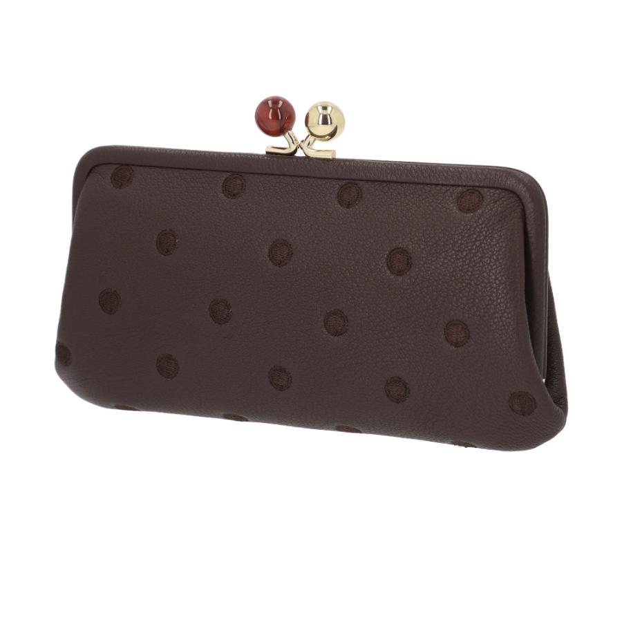 【新品未使用】ペルケ　アクリル玉がま口　長財布　ブラック、ドット ☆ ブラウンドット perche ペルケ アクリル玉がま口長財布 財布 08-06