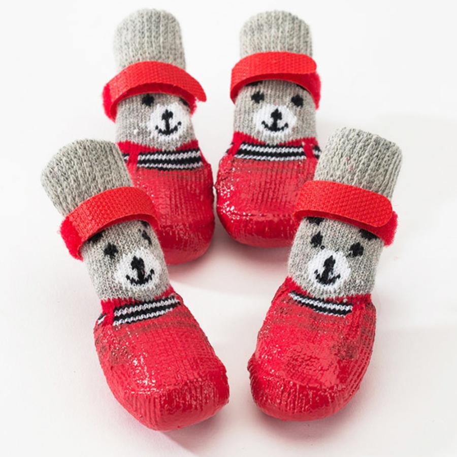 ☆レッド☆Mサイズ 犬用 靴下 ソックス 小型犬 可愛い s m l サイズ 中型犬 ペット用品 防寒 おしゃれ ドッグ シューズ 犬用 ドッ