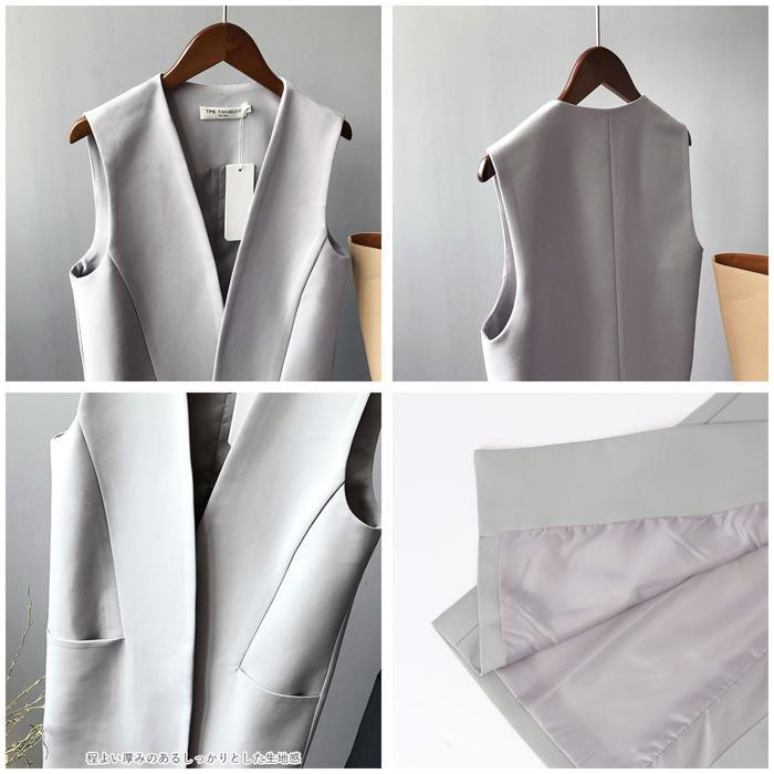 ☆ グレー Lサイズ ジレ ベスト レディース 通販 ロングベスト ロング