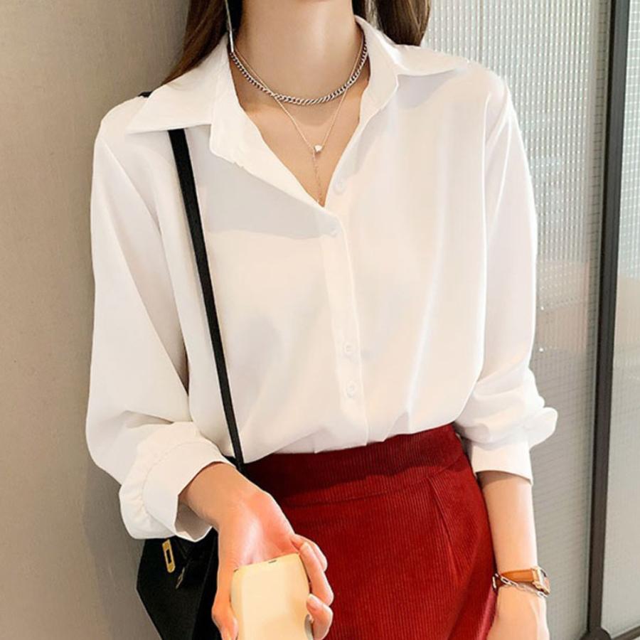 ☆ホワイト☆Lサイズ☆シャツ ブラウス 長袖 pmy1590 ブラウス 長袖 レディース 襟付き シャツブラウス フォーマル シャツ ワイシャツ