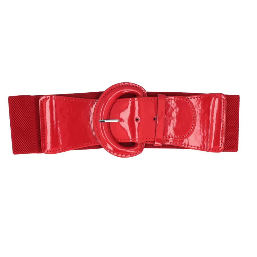☆レッド☆ベルト pmybelt19 ベルト レディース 太 ゴムベルト おしゃれ ゴム 太い 6cm 幅 フリーサイズ 3段階 サイズ調整 大きいサイズ