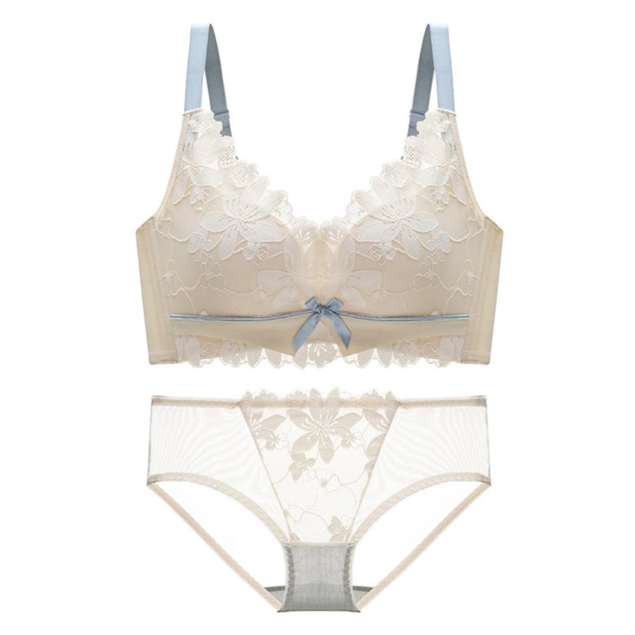 ☆ベージュ☆40/90C☆ブラジャーショーツセット pmybrsho1204 ブラジャー ショーツ セット ブラショーツセット フルカップ レース