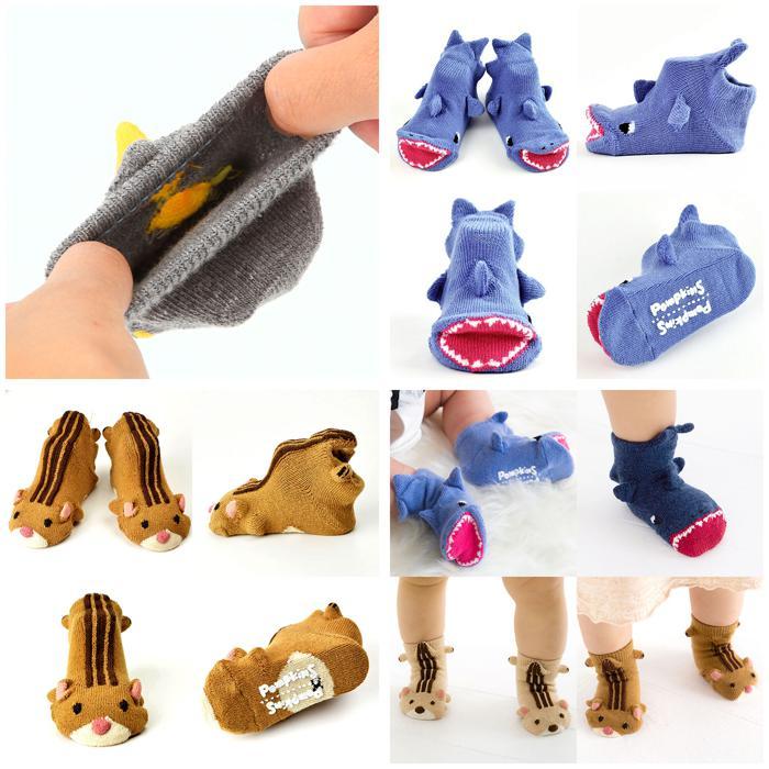 ☆ パンダ/クロ ☆ POMPKINS ポップアップ ベビーソックス ベビー 靴下 ソックス 恐竜 サメ シマリス POMPKINS ポプキンズ 動物 アニマル | ブランド登録なし | 07