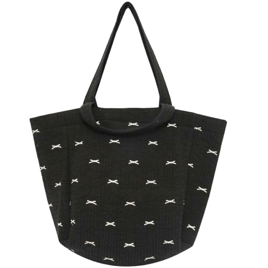 ☆ ブラック Mサイズ マザーズバッグ リボン ヌビバッグ マザーズ 