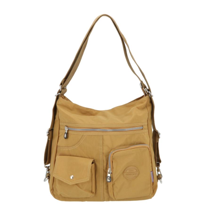 ☆ベージュ ショルダーバッグ レディース リュック トートバッグ 2way 肩掛け a4 ナイロン リュックサック きれいめ 斜め掛けバッグ