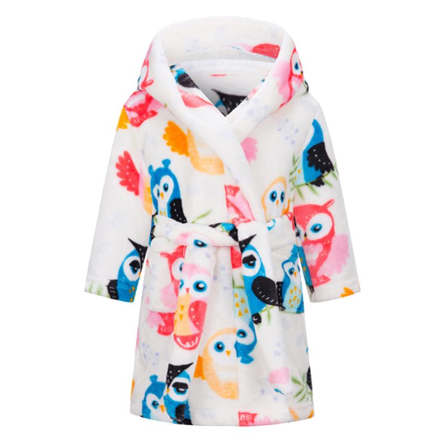 ☆オウル☆100サイズ ルームウェア ガウン ふわもこ 子供 パジャマ もこもこ 部屋着 モコモコ 秋冬 あったか 長袖 前開き 90 100