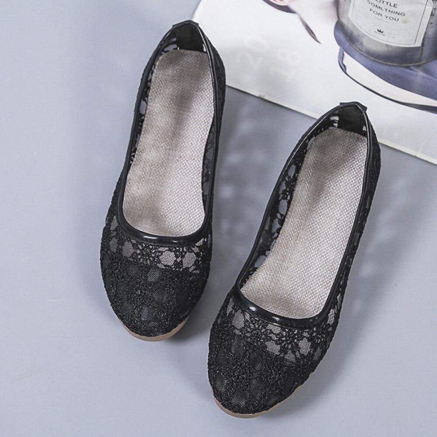 ☆ブラック☆38 (24CM) ☆フラット パンプス 透け感 sehysd01 フラット パンプス 歩きやすい フラットパンプス レースパンプス