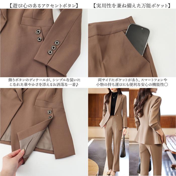 ☆ ブラウン M パンツスーツ ビジネススーツ レディース ジャケット