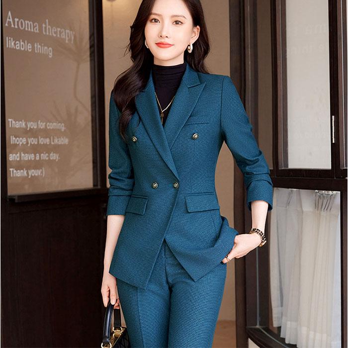 ☆ ブルーグレー L ビジネススーツ セットアップスーツ レディース