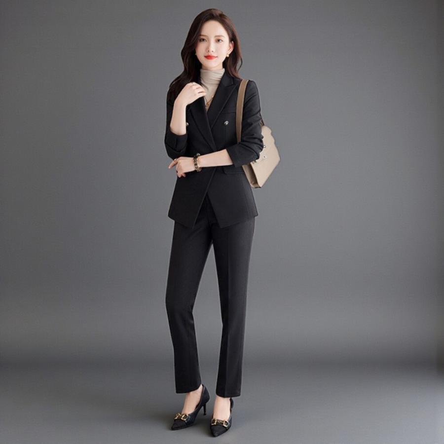☆ ブラック S ビジネススーツ セットアップスーツ レディース