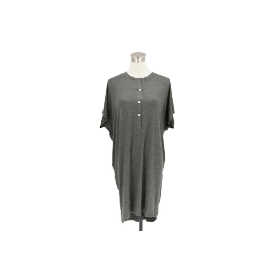 ☆グレー ロングtシャツ レディース 半袖 tシャツ ゆったり ワンピース 夏 膝丈 シャツ ゆる カジュアル 無地 チュニック 大人可愛