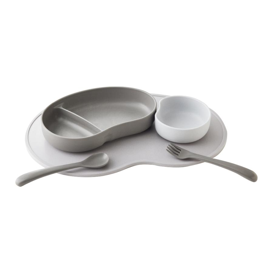 グレーとホワイトの食器セット 4点 ☆ グレー SUCSUC ギフトセット4点セット スクスク ベビー 食器 セット