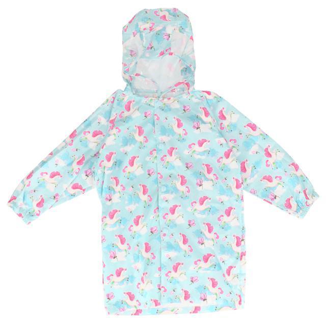 ☆ブルーｘペガサス☆2XL (130-140cm) レインコート キッズ ランドセル対応 女の子 男の子 おしゃれ かわいい 幼稚園 保育園 小学