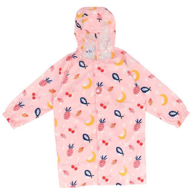 ☆ピンクｘフルーツ☆2XL (130-140cm) レインコート キッズ ランドセル対応 女の子 男の子 おしゃれ かわいい 幼稚園 保育園 小学