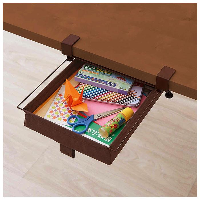 ☆ ブラウン テーブル下 収納 引き出し 通販 収納ボックス ラック 棚下