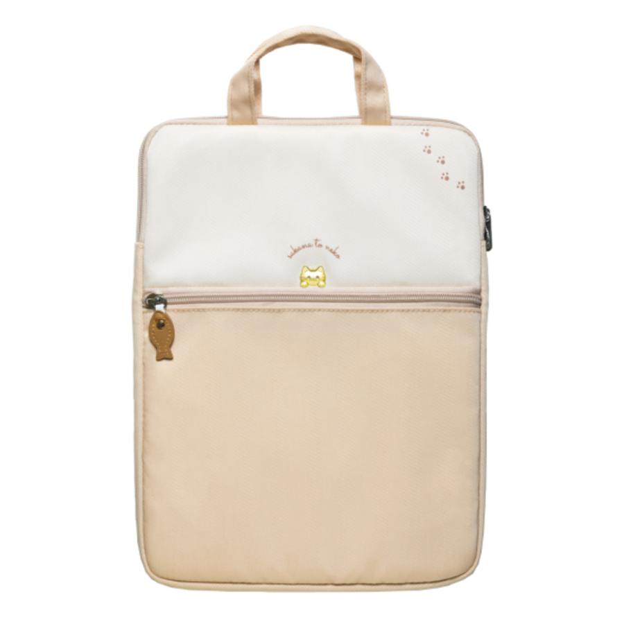 ☆ sakanatonekoベージュ ☆ タブレットポーチ かわいい タブレットケース 小学生 パソコンケース PCバッグ タブレットポーチ | 