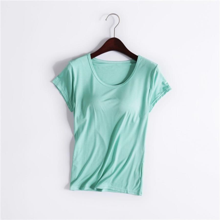 ☆ライトグリーン☆2XL☆Tシャツ ルームウェア カップ付 ヨガウェア tsy013 半袖 Tシャツ レディース カップ付 tシャツ カットソー