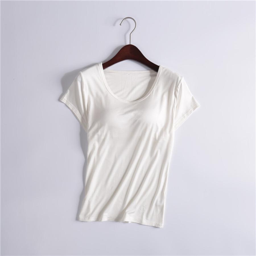 ☆ホワイト☆S☆Tシャツ ルームウェア カップ付 ヨガウェア tsy013 半袖 Tシャツ レディース カップ付 tシャツ カットソー パッド付き