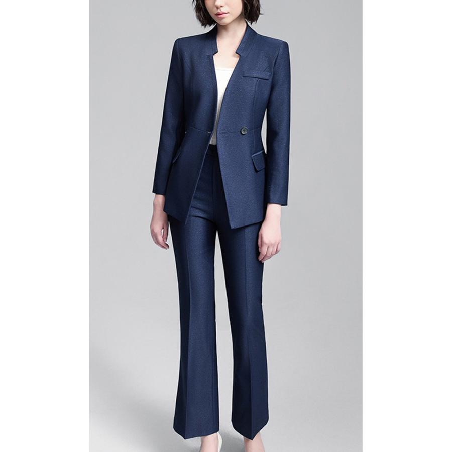PLSTセットアップ　ツイード　パンツ　スーツ　紺　XL ジーラ GeeRA 【4点セット】〈ワイドパンツ〉ツイードジャケットパンツ