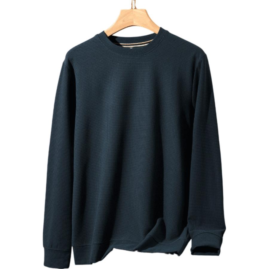 ☆ ネイビー 2XL ワッフル ロンT メンズ ロングtシャツ 長袖tシャツ