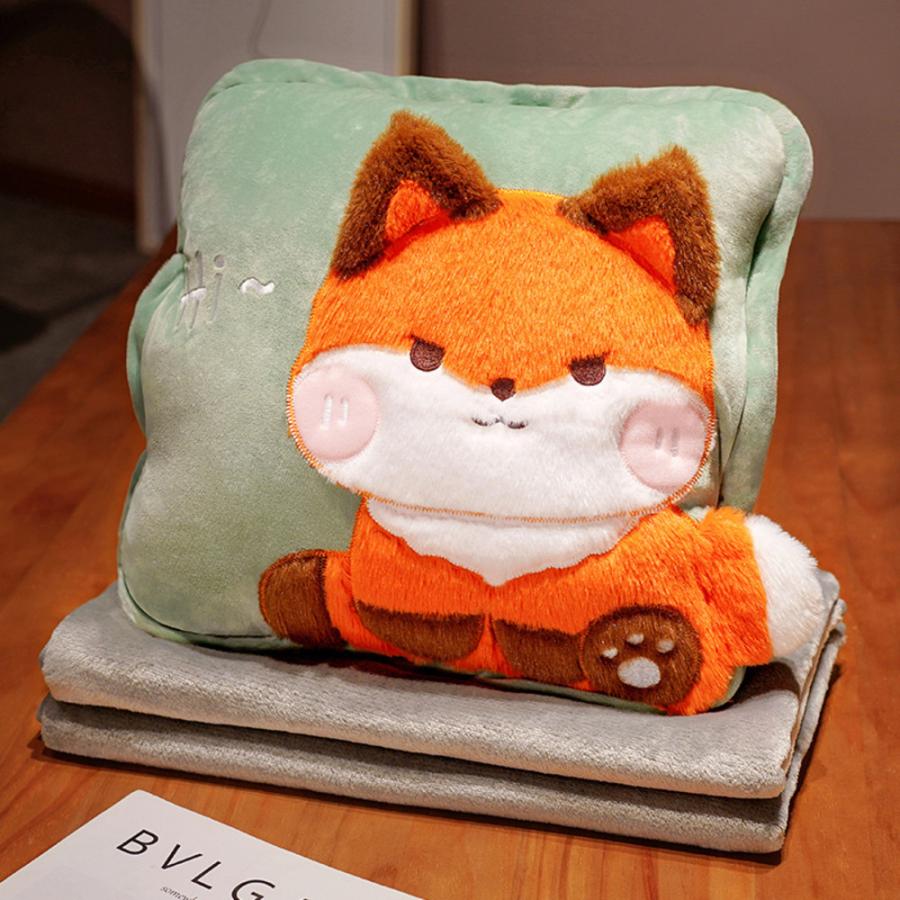 ☆ キツネ ひざ掛け クッション ブランケット ykhiza004 付き トンネル