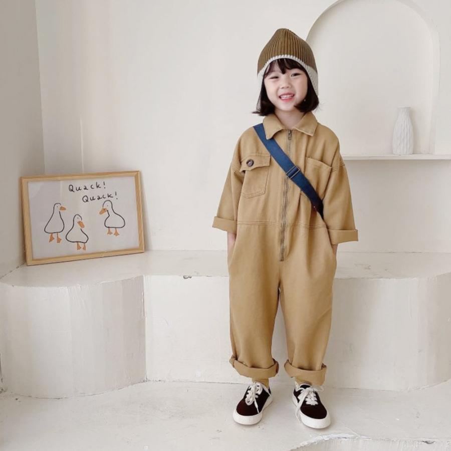 ☆ ワンカラー 120cm キッズオーバーオール オールインワン キッズ