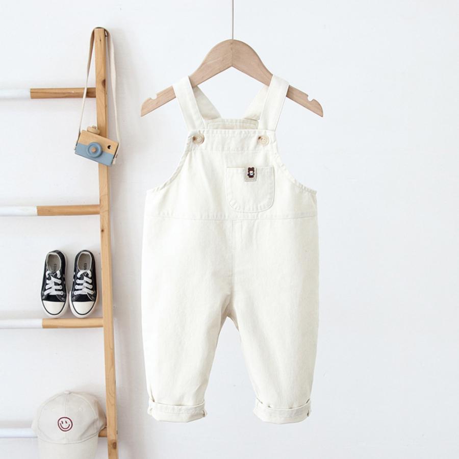 ☆オフホワイト☆90cm☆キッズサロペット yksp5105 キッズ サロペット オーバーオール パンツ 長ズボン 子ども服 子供服 コットン