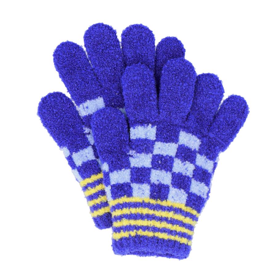 ☆ ブロックチェックブルー ☆ キッズ手袋 男の子 手袋 キッズ 男の子 子供 こども おしゃれ かわいい 五本指 防寒 男児 ジュニア 低学年 | ブランド登録なし