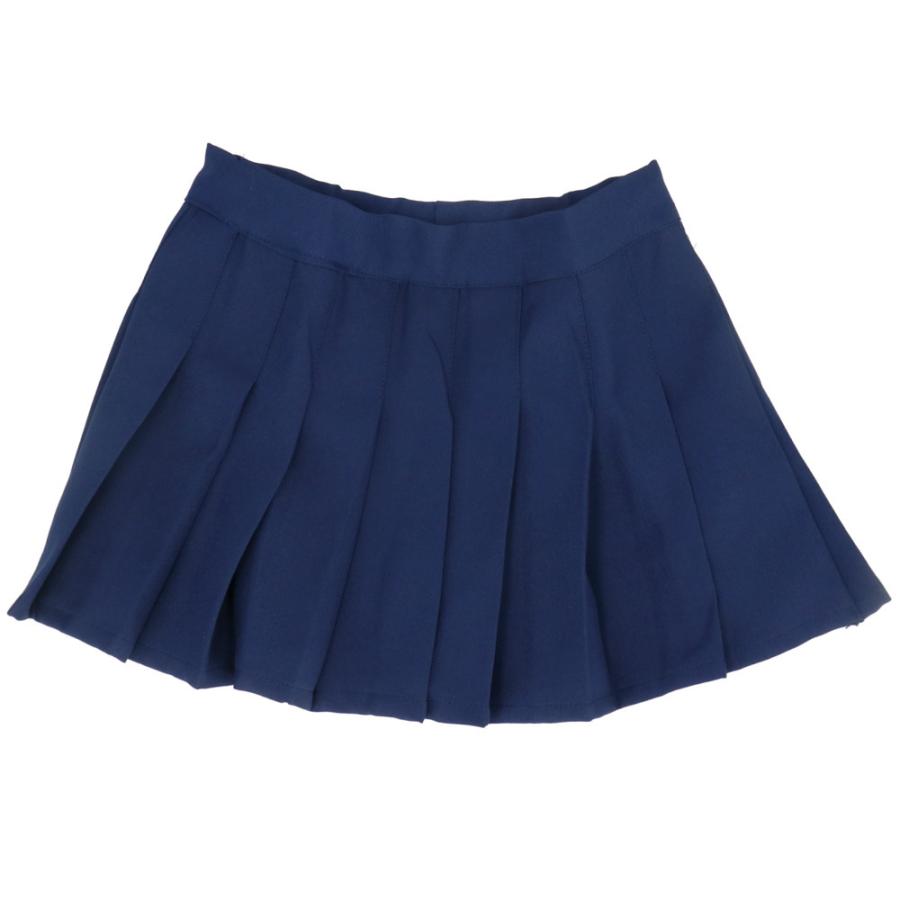 ☆ネイビー☆140CM スカート キッズ 無地 インナーパンツ付き パンツインスカート ひざ丈 子供服 女の子 小学生 プリーツスカート