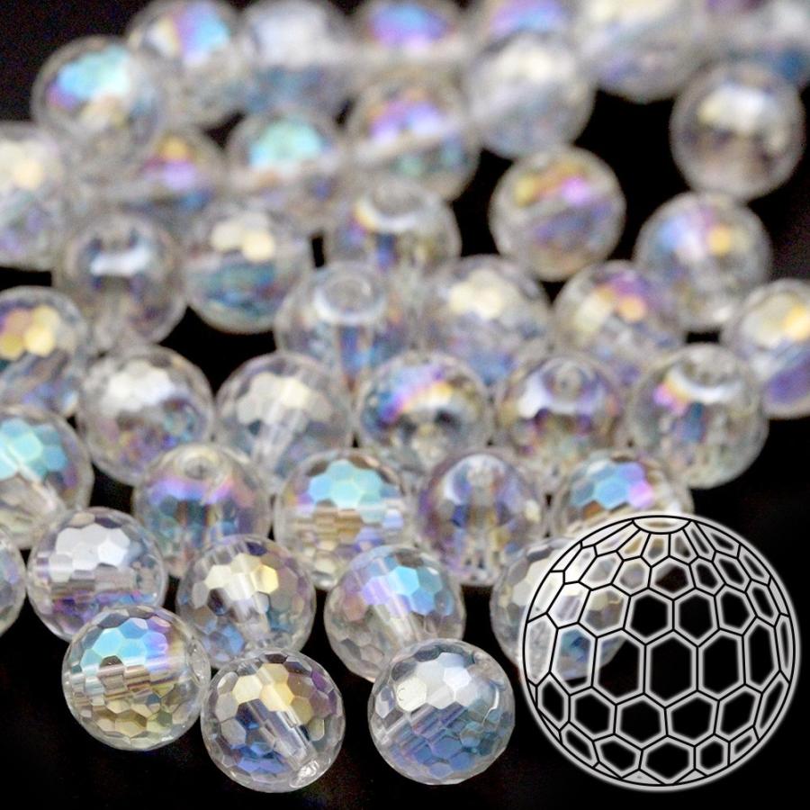 Lucky365 1粒売り 天然石 アクアオーラ コスモ 128面カットビーズ 8mm