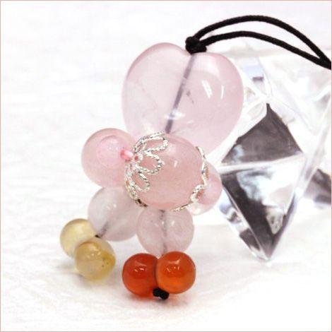 Lucky365 オニキス ハート型フィギュアストラップ 大きなローズ