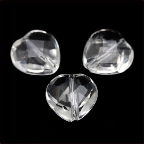 Lucky365 1粒売り 天然石 透明水晶 クォーツ 多面カットハート型ビーズ